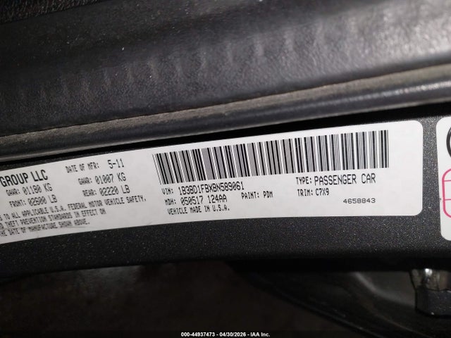Продаж на аукціоні авто 2011 Dodge Avenger Mainstreet, vin: 1B3BD1FBXBN589061, номер лоту: 44937473