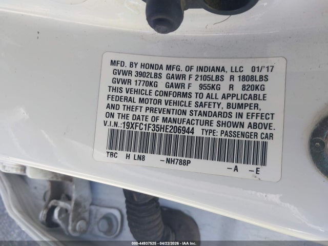 19XFC1F35HE206944 Honda Civic Ex-t
