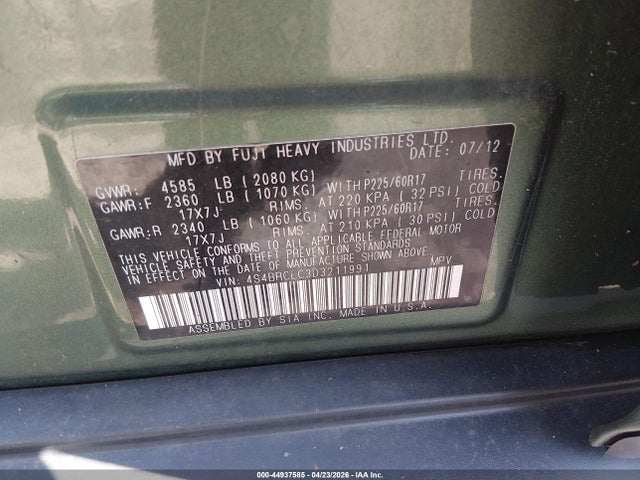 Продаж на аукціоні авто 2013 Subaru Outback 2.5i Limited, vin: 4S4BRCLC3D3211991, номер лоту: 44937585