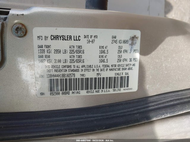 Aukcja sprzedaży 2008 Dodge Grand Caravan Se, vin: 1D8HN44H18B102579, numer aukcji: 44937598