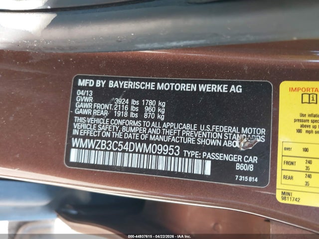 Продажа на аукционе авто 2013 Mini Countryman Cooper, vin: WMWZB3C54DWM09953, номер лота: 44937615