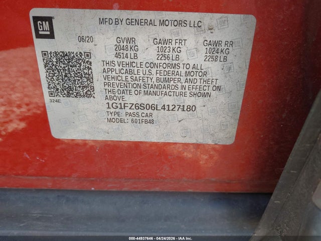1G1FZ6S06L4127180 Chevrolet Bolt Ev Fwd Premier