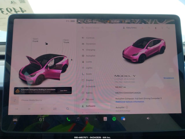 Aukcja sprzedaży 2021 Tesla Model Y Long Range Dual Motor All-wheel Drive, vin: 5YJYGDEE5MF240520, numer aukcji: 44937671