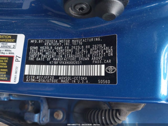 2017 Toyota Camry Se მანქანა იყიდება აუქციონზე, vin: 4T1BF1FKXHU682651, აუქციონის ნომერი: 44937712
