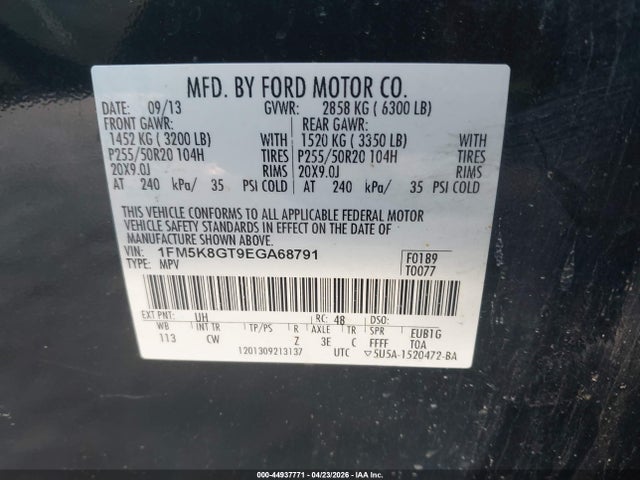 Продажа на аукционе авто 2014 Ford Explorer Sport, vin: 1FM5K8GT9EGA68791, номер лота: 44937771