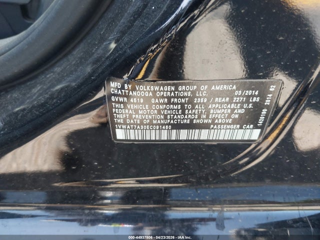 1VWAT7A30EC091450 Volkswagen Passat 1.8t S
