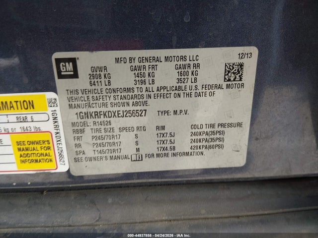 Chevrolet Traverse Ls 2014 1GNKRFKDXEJ256527 Image 9