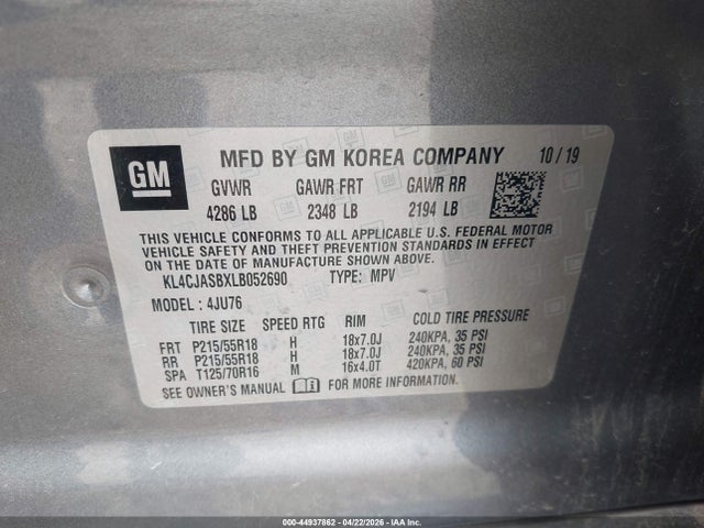 Продажа на аукционе авто 2020 Buick Encore Fwd Preferred, vin: KL4CJASBXLB052690, номер лота: 44937862