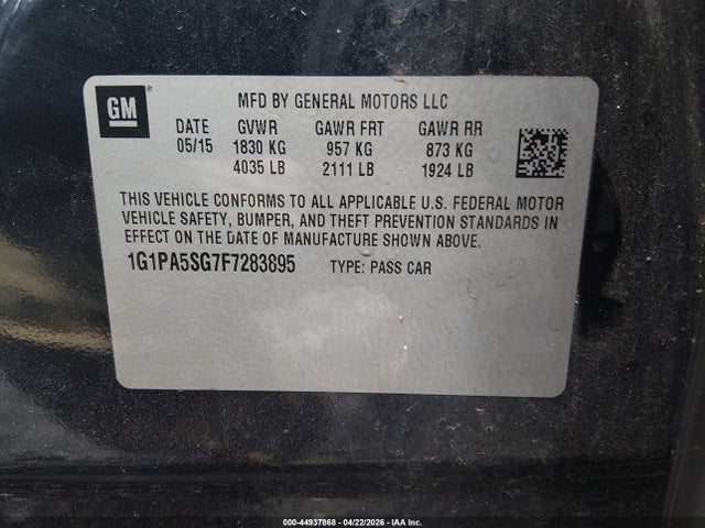 1G1PA5SG7F7283895 Chevrolet Cruze Ls Auto