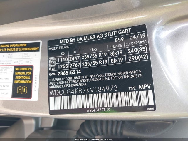 Продажа на аукционе авто 2019 Mercedes-benz Glc 300 4matic, vin: WDC0G4KB2KV184973, номер лота: 44937873