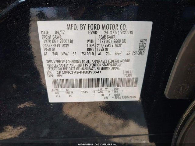 Ford Edge Titanium 2017 2FMPK3K94HBB90641 Image 9