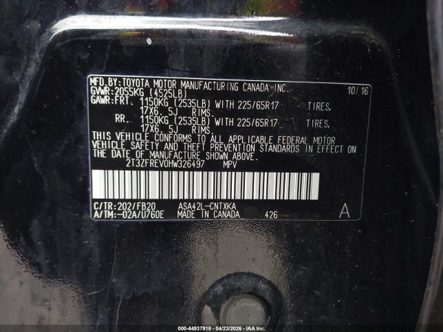 Toyota RAV4 LE 2017 2T3ZFREV0HW326497 Image 9