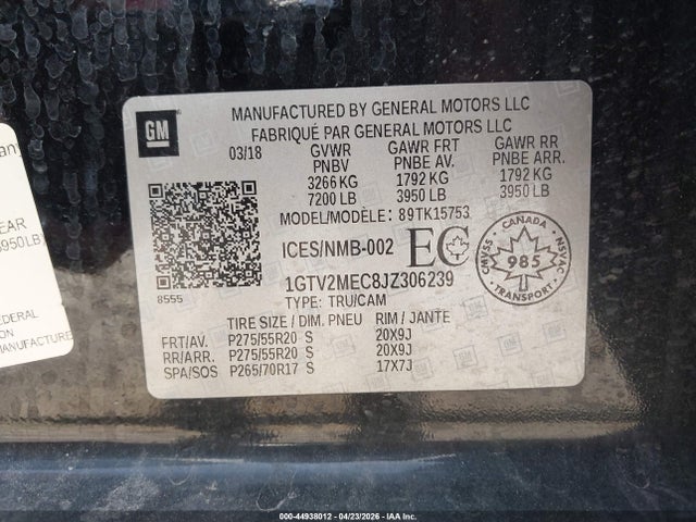 Aukcja sprzedaży 2018 Gmc Sierra 1500 Sle, vin: 1GTV2MEC8JZ306239, numer aukcji: 44938012