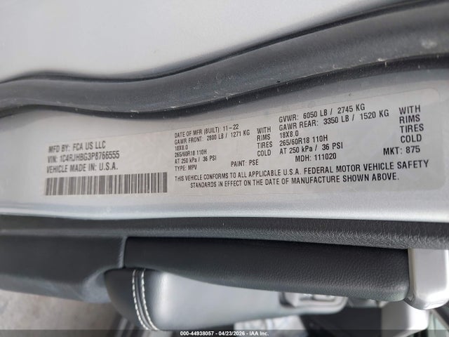 1C4RJHBG3P8766555 Jeep Grand Cherokee Limited 4x4
