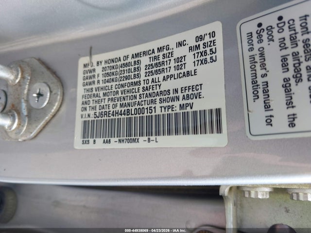 Продаж на аукціоні авто 2011 Honda Cr-v Se, vin: 5J6RE4H44BL000151, номер лоту: 44938069
