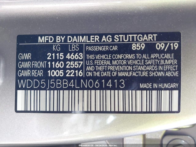 WDD5J5BB4LN061413 Mercedes-Benz Amg Cla 35 4matic