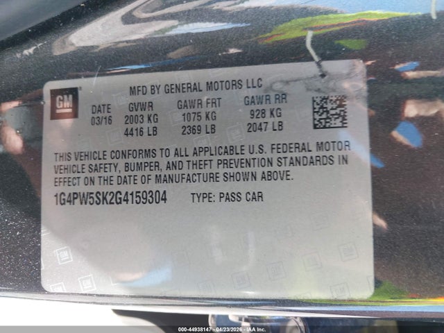 Aukcja sprzedaży 2016 Buick Verano Sport Touring Group, vin: 1G4PW5SK2G4159304, numer aukcji: 44938147