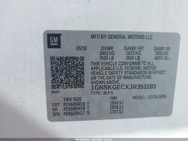 1GNSKGECXJR353283 Chevrolet Suburban Ls