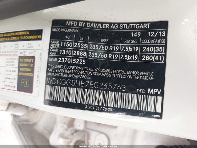 WDCGG5HB7EG265763 Mercedes-Benz GLK 350