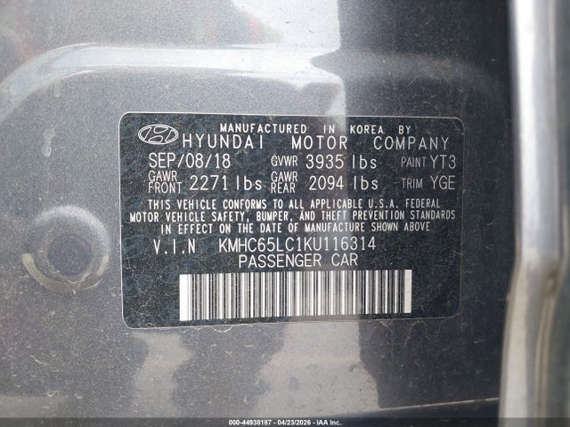 Продажа на аукционе авто 2019 Hyundai Ioniq Hybrid Blue, vin: KMHC65LC1KU116314, номер лота: 44938187