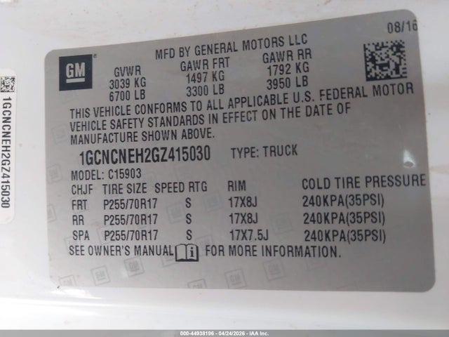 1GCNCNEH2GZ415030 Chevrolet Silverado 1500 Wt