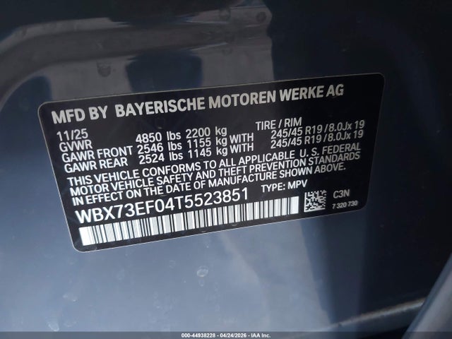 Auction sale of the 2026 Bmw X1 Xdrive28i, vin: WBX73EF04T5523851, lot number: 44938228