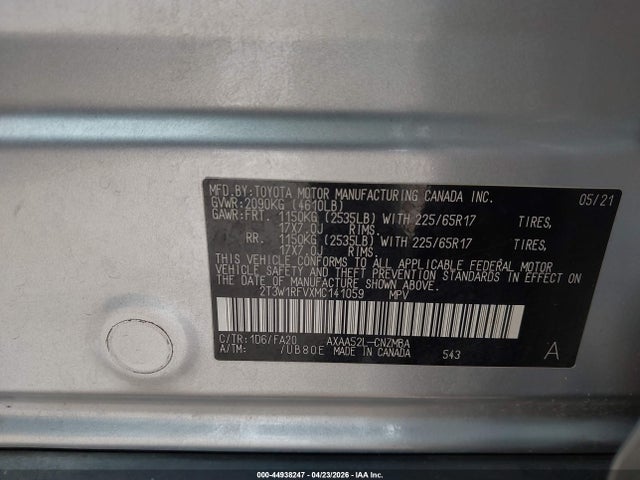 Aukcja sprzedaży 2021 Toyota Rav4 Xle, vin: 2T3W1RFVXMC141059, numer aukcji: 44938247