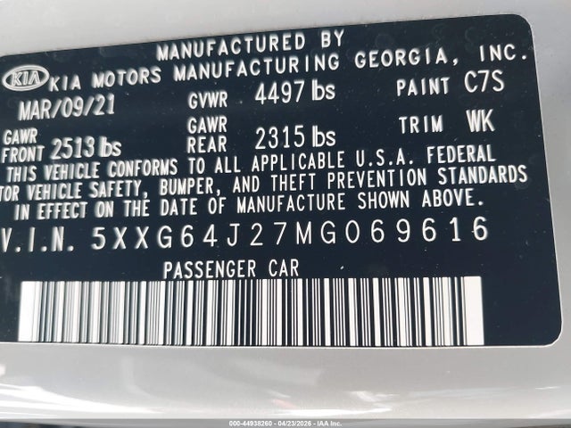 KIA K5 Gt-line 2021 5XXG64J27MG069616 Image 9