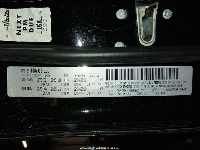 2020 Jeep Cherokee Limited 4x4 მანქანა იყიდება აუქციონზე, vin: 1C4PJMDX1LD606902, აუქციონის ნომერი: 44938263