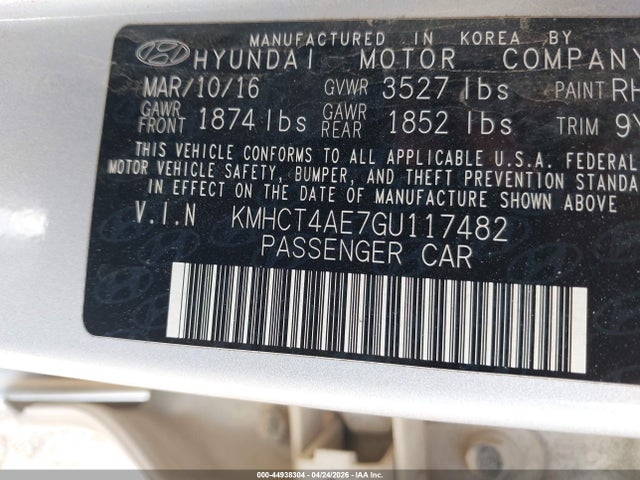 Продаж на аукціоні авто 2016 Hyundai Accent Se, vin: KMHCT4AE7GU117482, номер лоту: 44938304