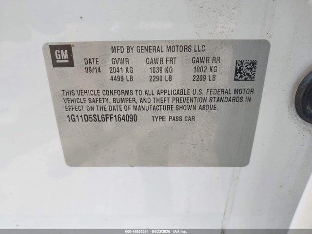 Aukcja sprzedaży 2015 Chevrolet Malibu 2lt, vin: 1G11D5SL6FF164090, numer aukcji: 44938391