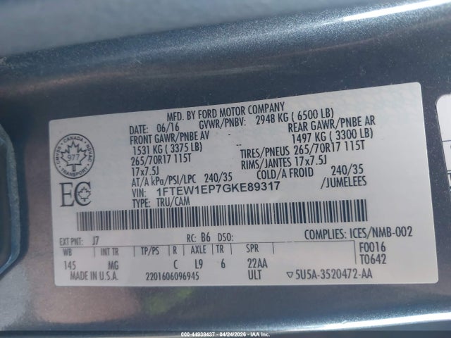 Ford F-150 Xlt 2016 1FTEW1EP7GKE89317 Image 9