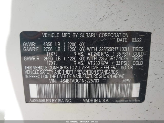 Subaru Outback Premium 2022 4S4BTADC1N3225703 Image 9