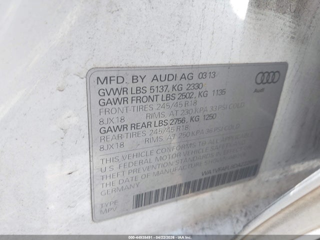 Продажа на аукционе авто 2013 Audi Allroad 2.0t Premium, vin: WA1VFAFL8DA222565, номер лота: 44938491