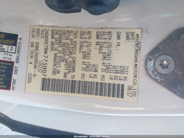 1N6BD0CT9HN775007 Nissan FRONTIER S