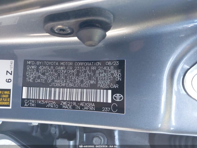 JTDBCMFE8RJ016531 Toyota Corolla Hybrid Se