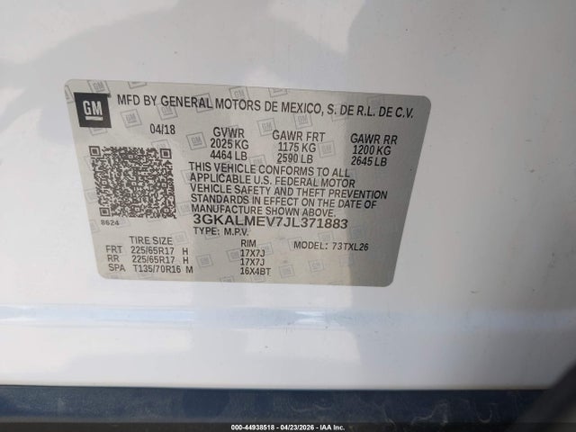 3GKALMEV7JL371883 GMC Terrain Sle