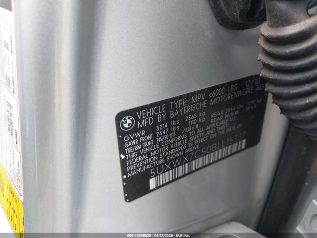Продажа на аукционе авто 2011 Bmw X3 Xdrive35i, vin: 5UXWX7C50BLL15337, номер лота: 44938529