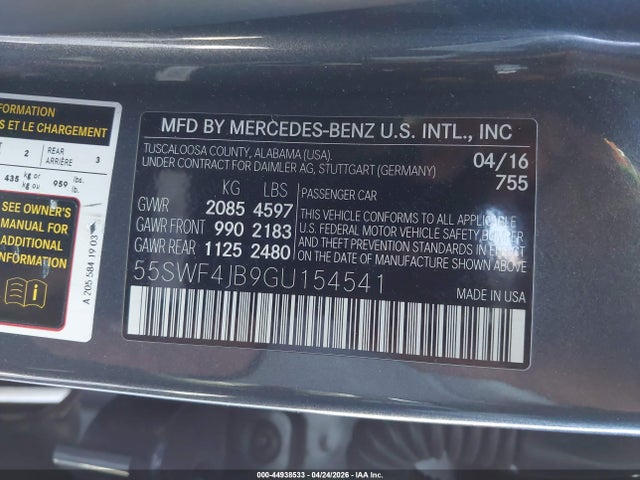 55SWF4JB9GU154541 Mercedes-Benz C 300