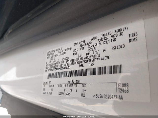 Ford Transit-150 2019 1FTYE1ZM0KKB43926 Image 9