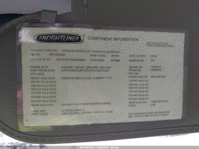 2019 Freightliner M2 106 მანქანა იყიდება აუქციონზე, vin: 3ALACXFC5KDKM4831, აუქციონის ნომერი: 44938572