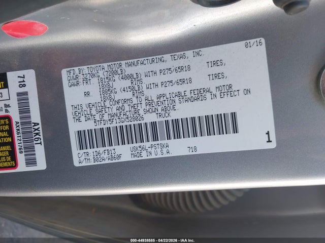 5TFDY5F13GX528026 Toyota Tundra Sr5 5.7l V8