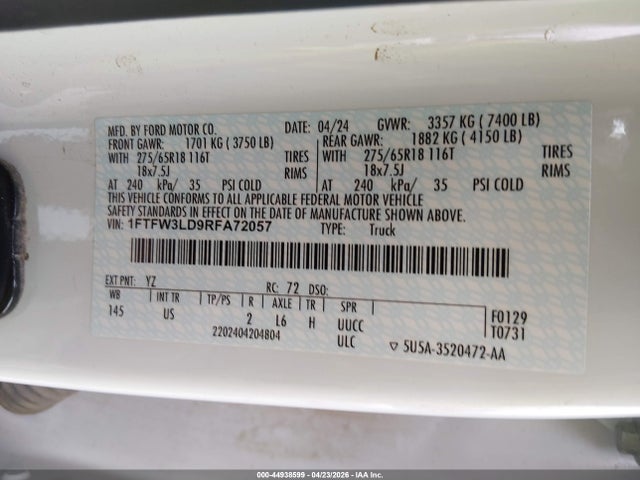 Ford F-150 Xlt 2024 1FTFW3LD9RFA72057 Image 9