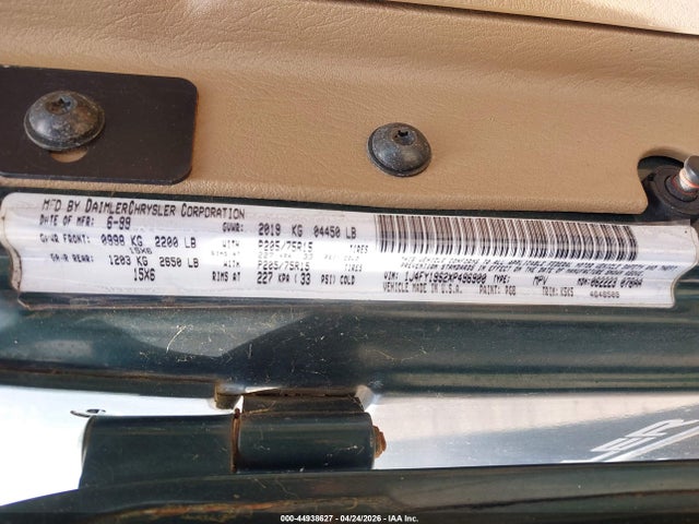 1999 Jeep Wrangler Sport მანქანა იყიდება აუქციონზე, vin: 1J4FY19S2XP496900, აუქციონის ნომერი: 44938627