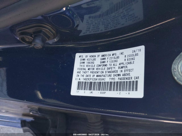 1HGCR2F52GA185840 Honda Accord Sport
