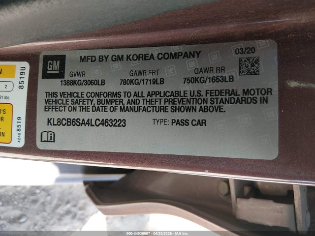 Chevrolet Spark Fwd Ls Automatic 2020 KL8CB6SA4LC463223 Image 9