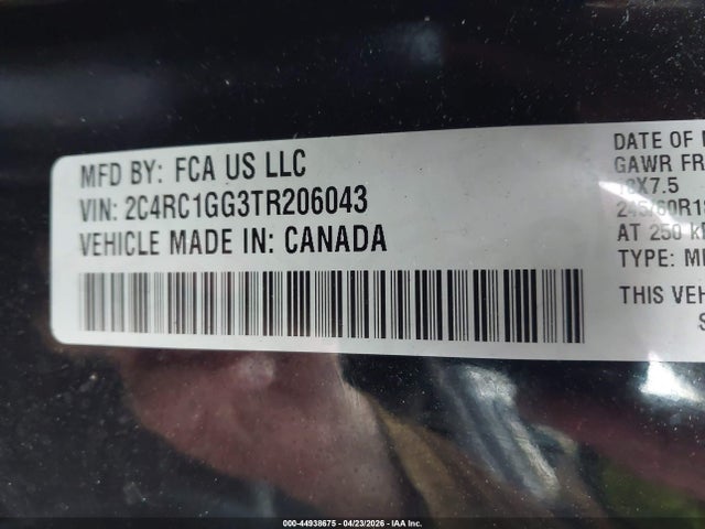 Продажа на аукционе авто 2026 Chrysler Pacifica Limited, vin: 2C4RC1GG3TR206043, номер лота: 44938675