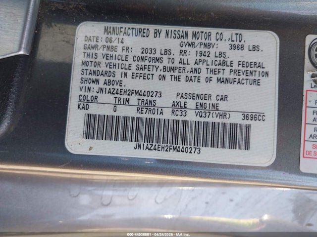 JN1AZ4EH2FM440273 Nissan 370z Sport Tech