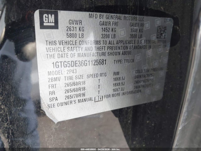 1GTG5DE36G1125681 GMC CANYON SLT