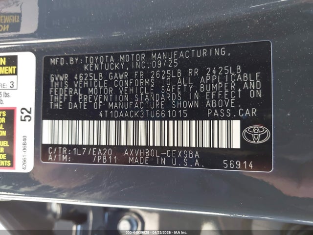 Toyota CAMRY SE 2026 4T1DAACK3TU661015 Image 9